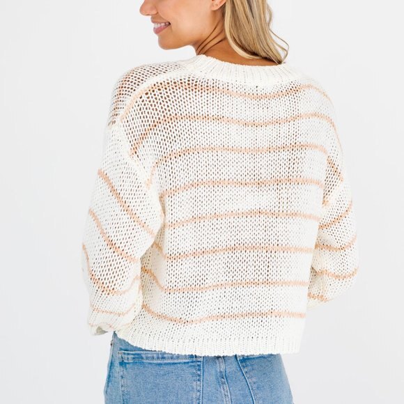 Le Lis Striped Knit Sweater Women’s Small – Pink White Lightweight Pullover Y2K - Picture 2 of 6